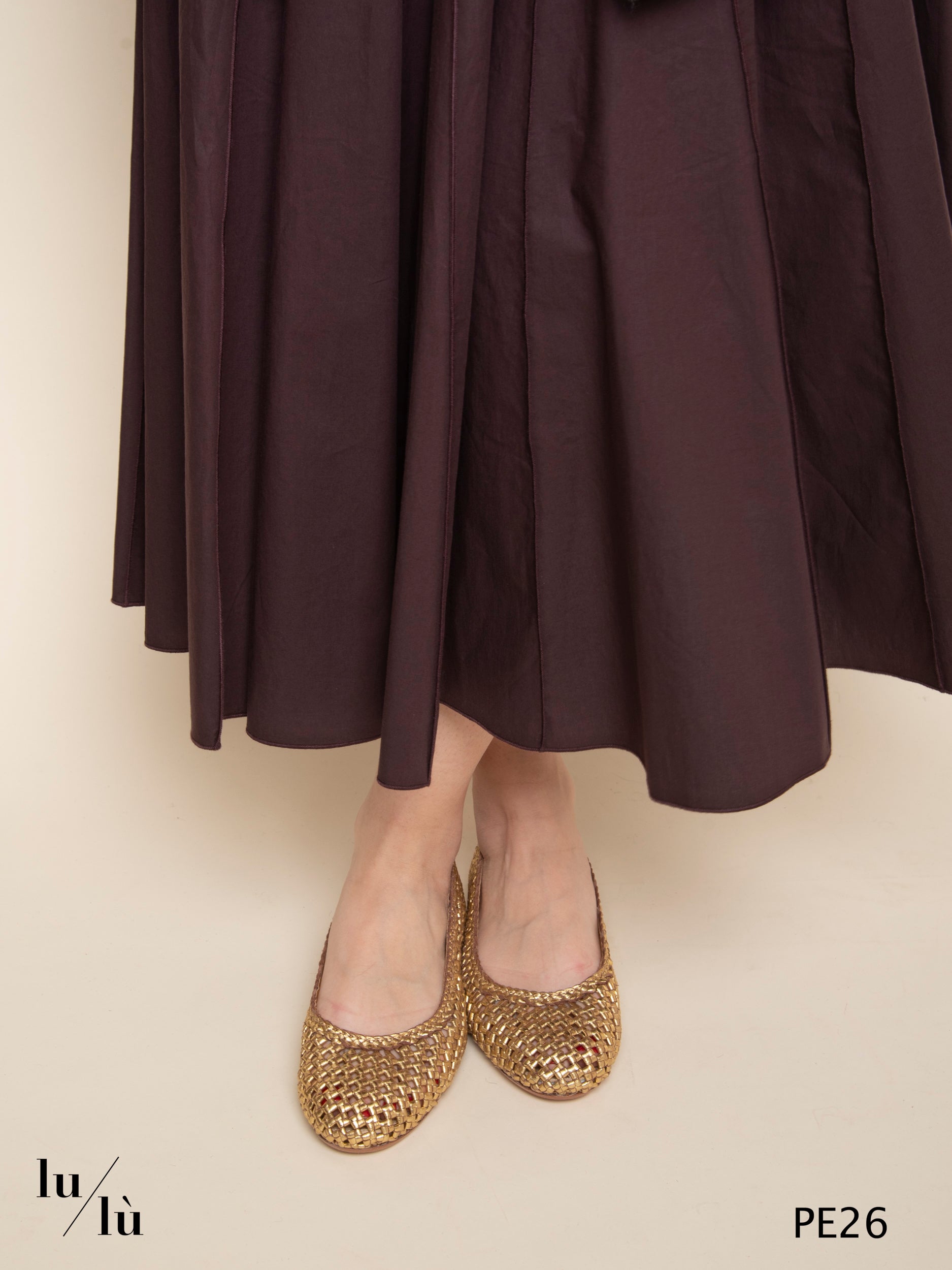 Flower Gold - Ballerina intrecciata in pelle