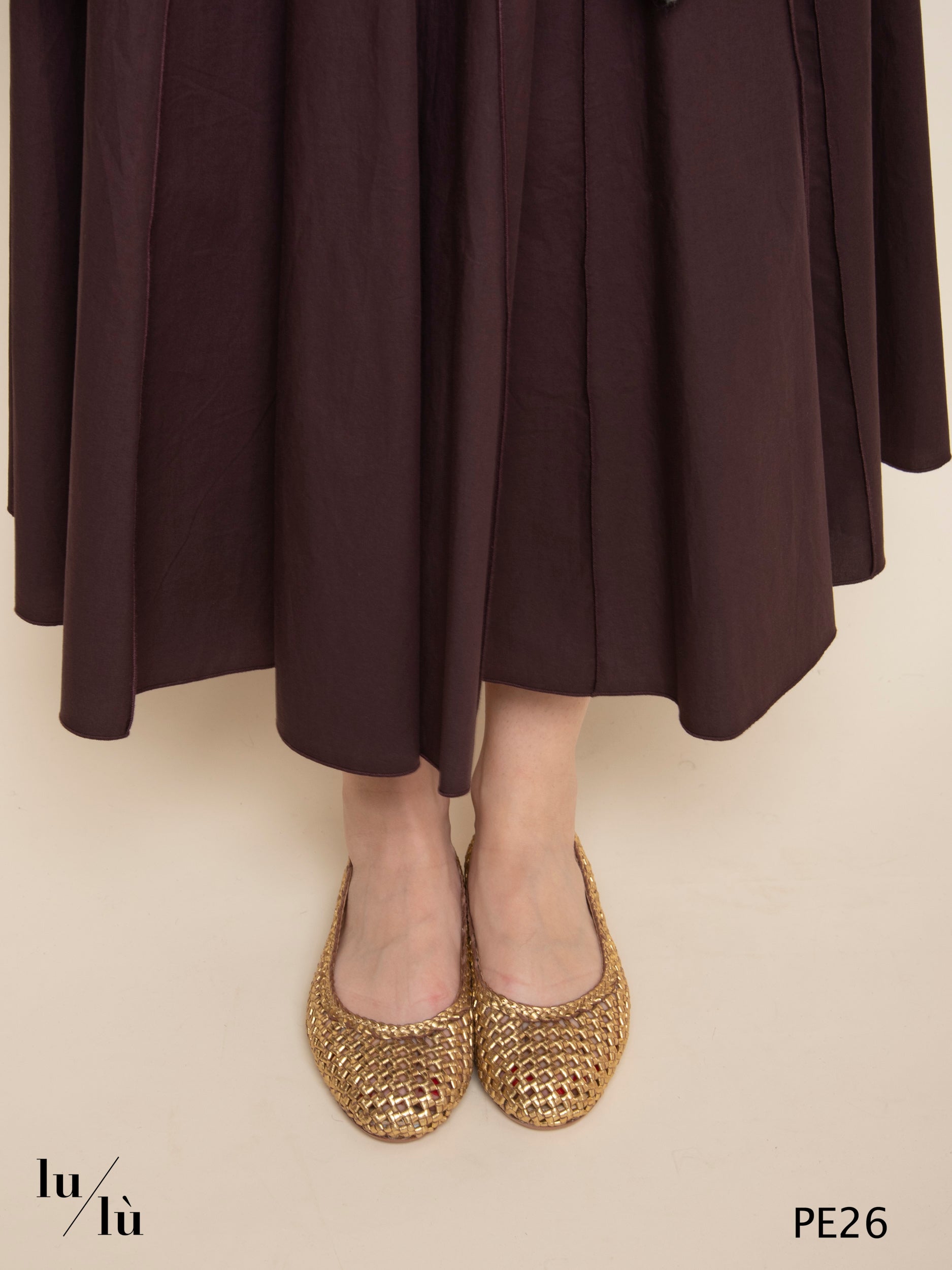 Flower Gold - Ballerina intrecciata in pelle