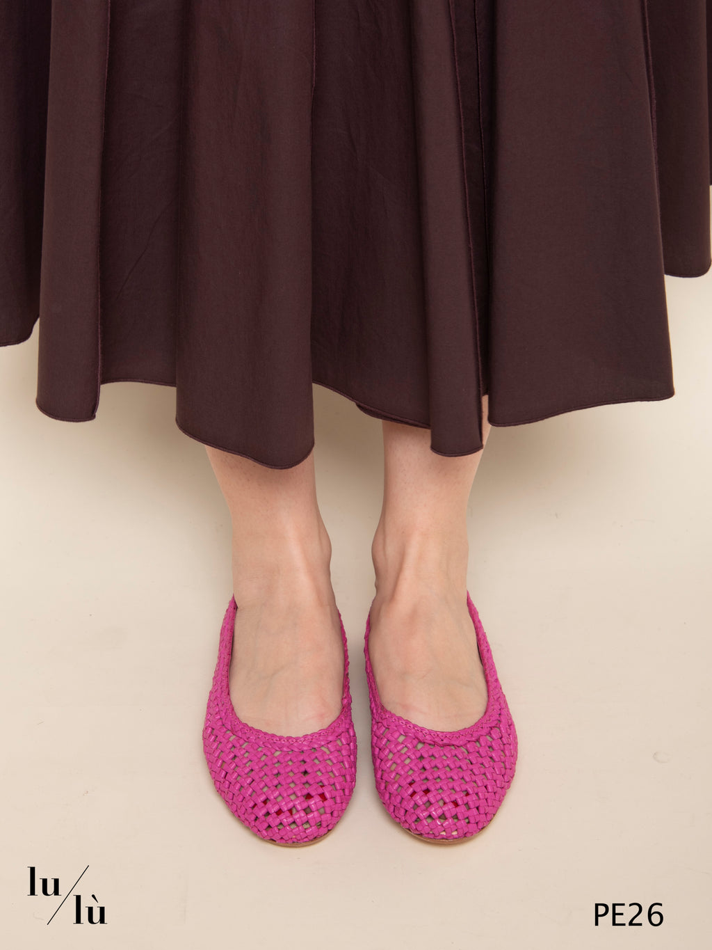 Flower Pink - Ballerina intrecciata in pelle