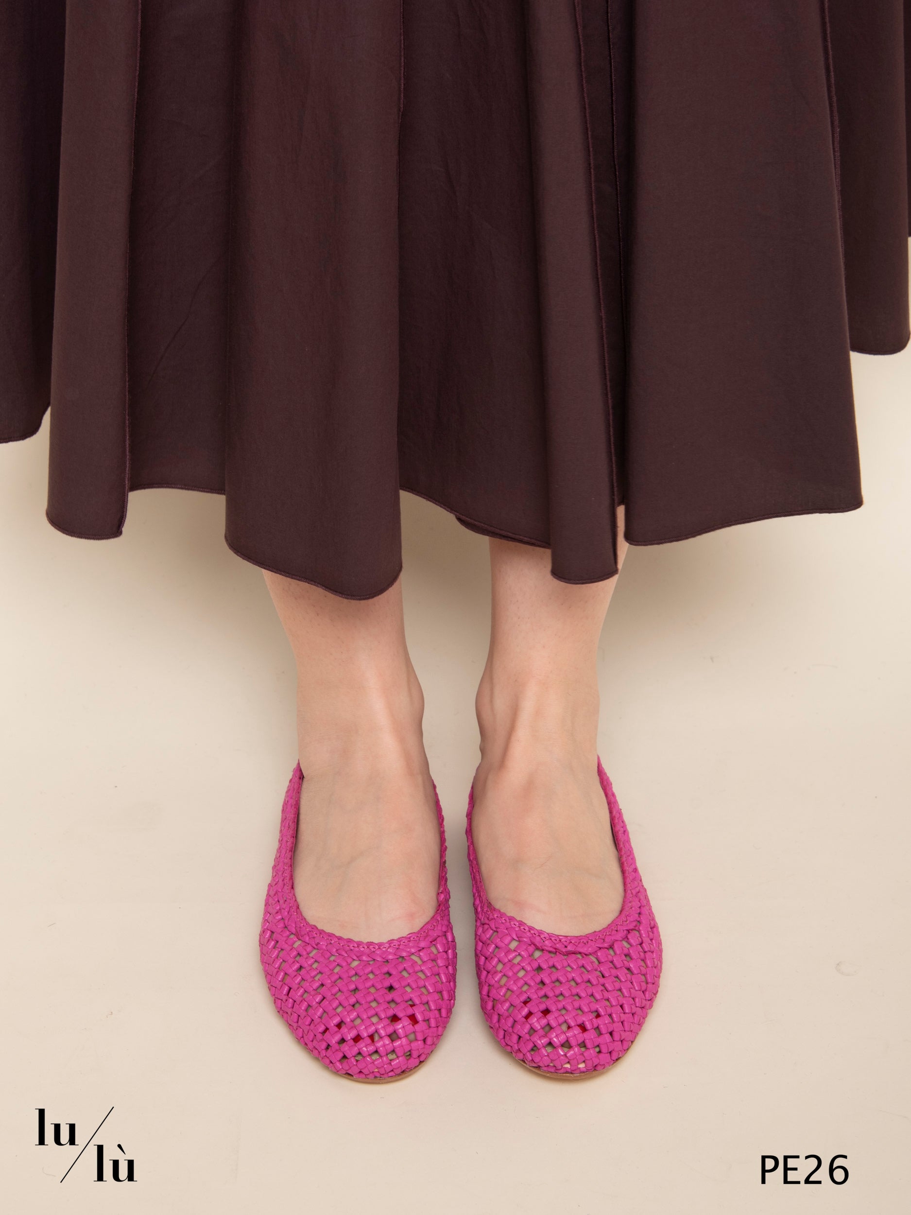 Flower Pink - Ballerina intrecciata in pelle