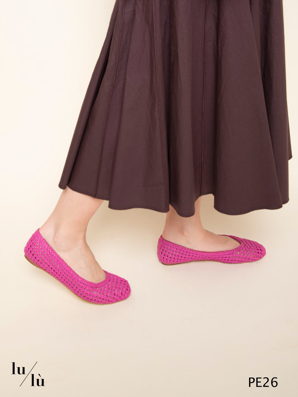 Flower Pink - Ballerina intrecciata in pelle