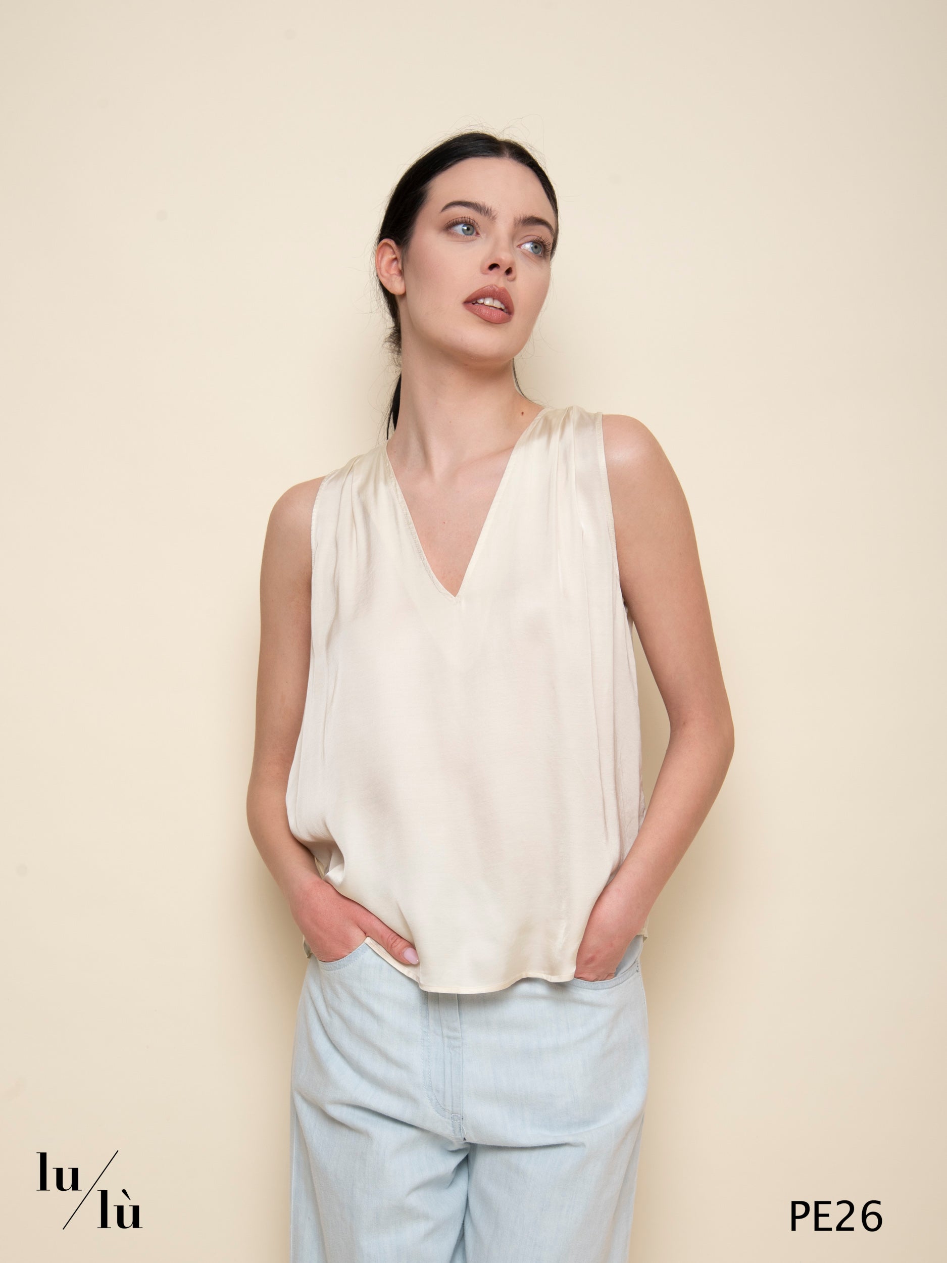 Taoda Avorio - Top donna in viscosa