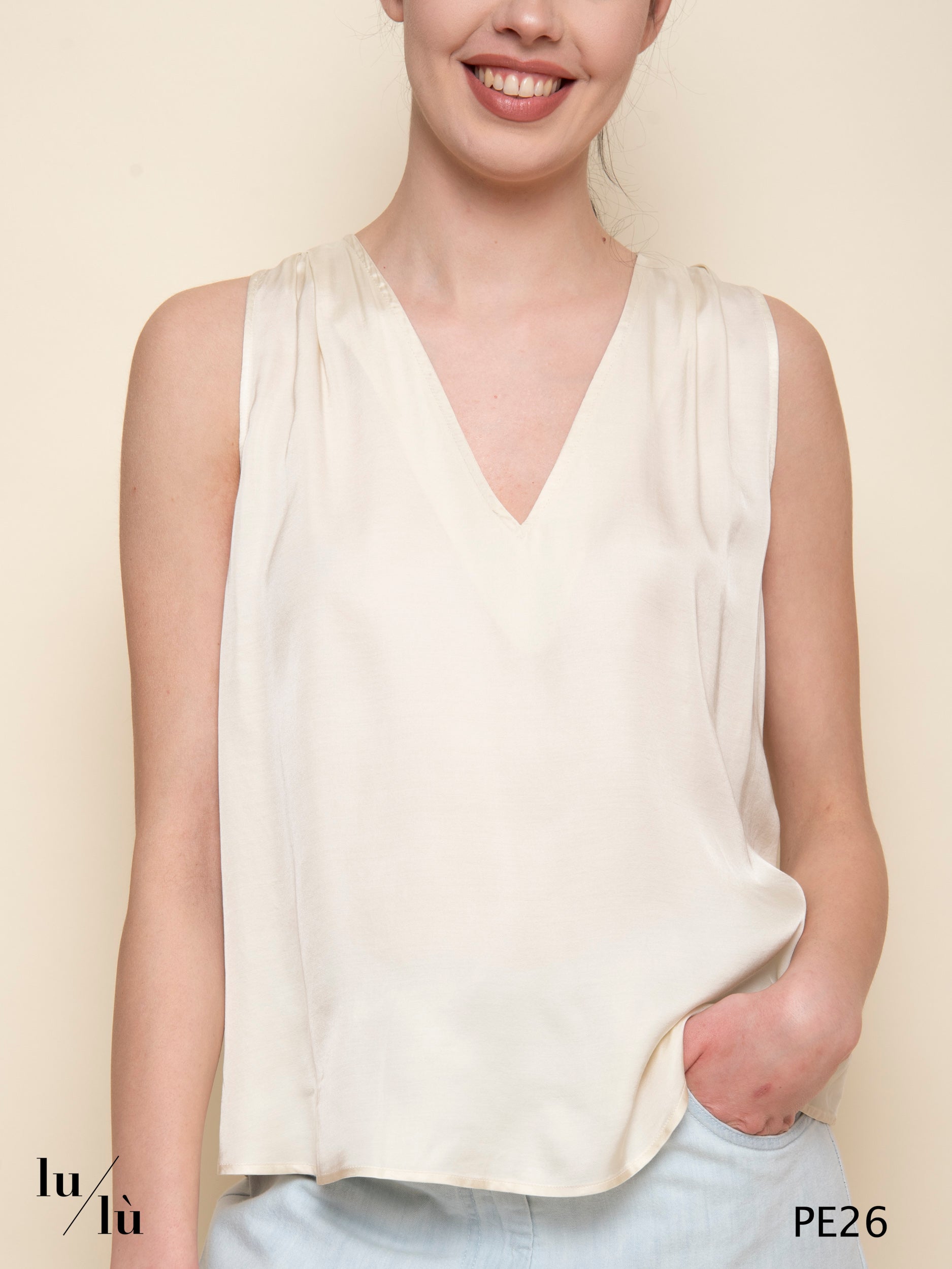 Taoda Avorio - Top donna in viscosa
