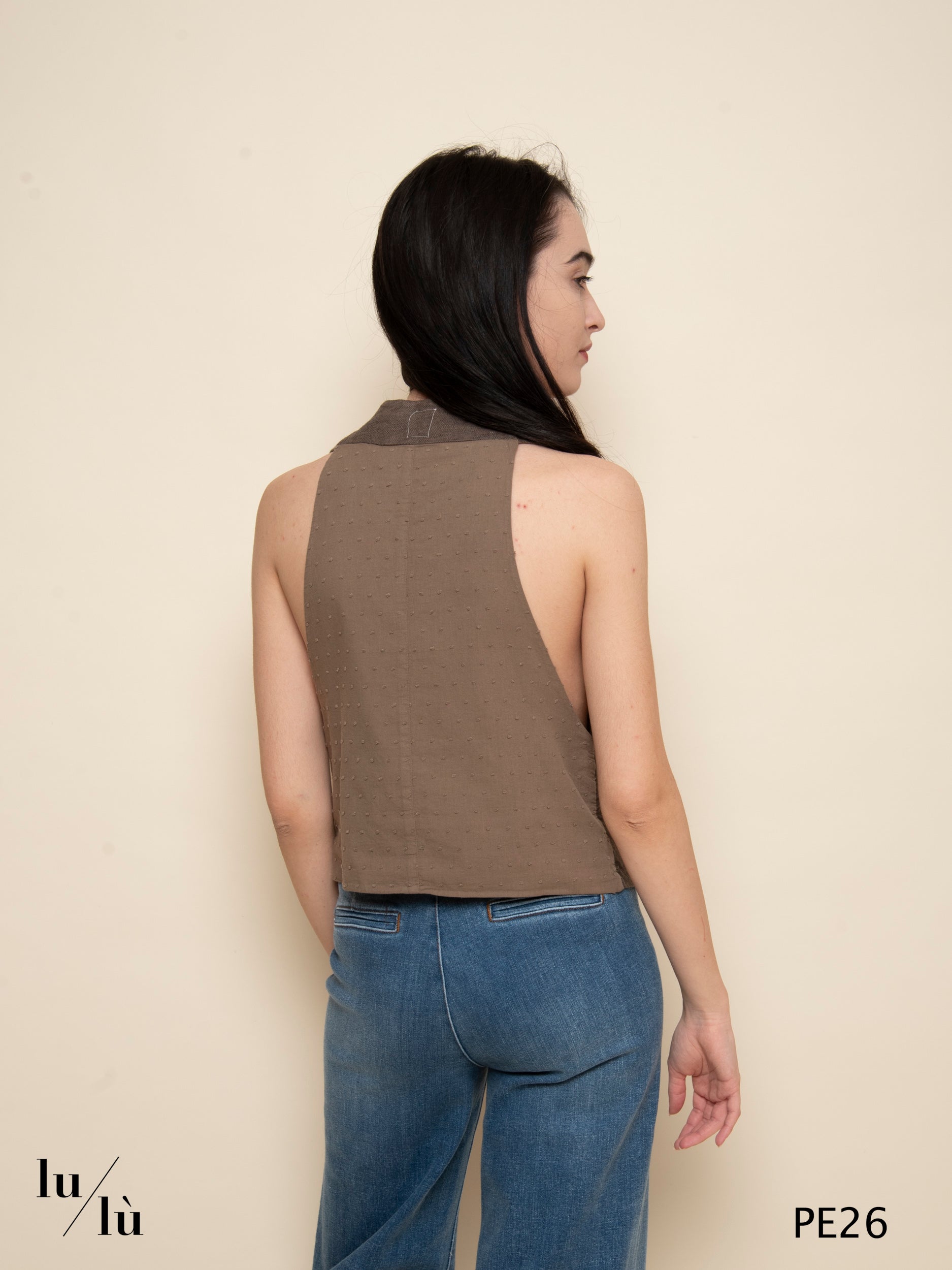 Chantara - Top gilet in lino e cotone