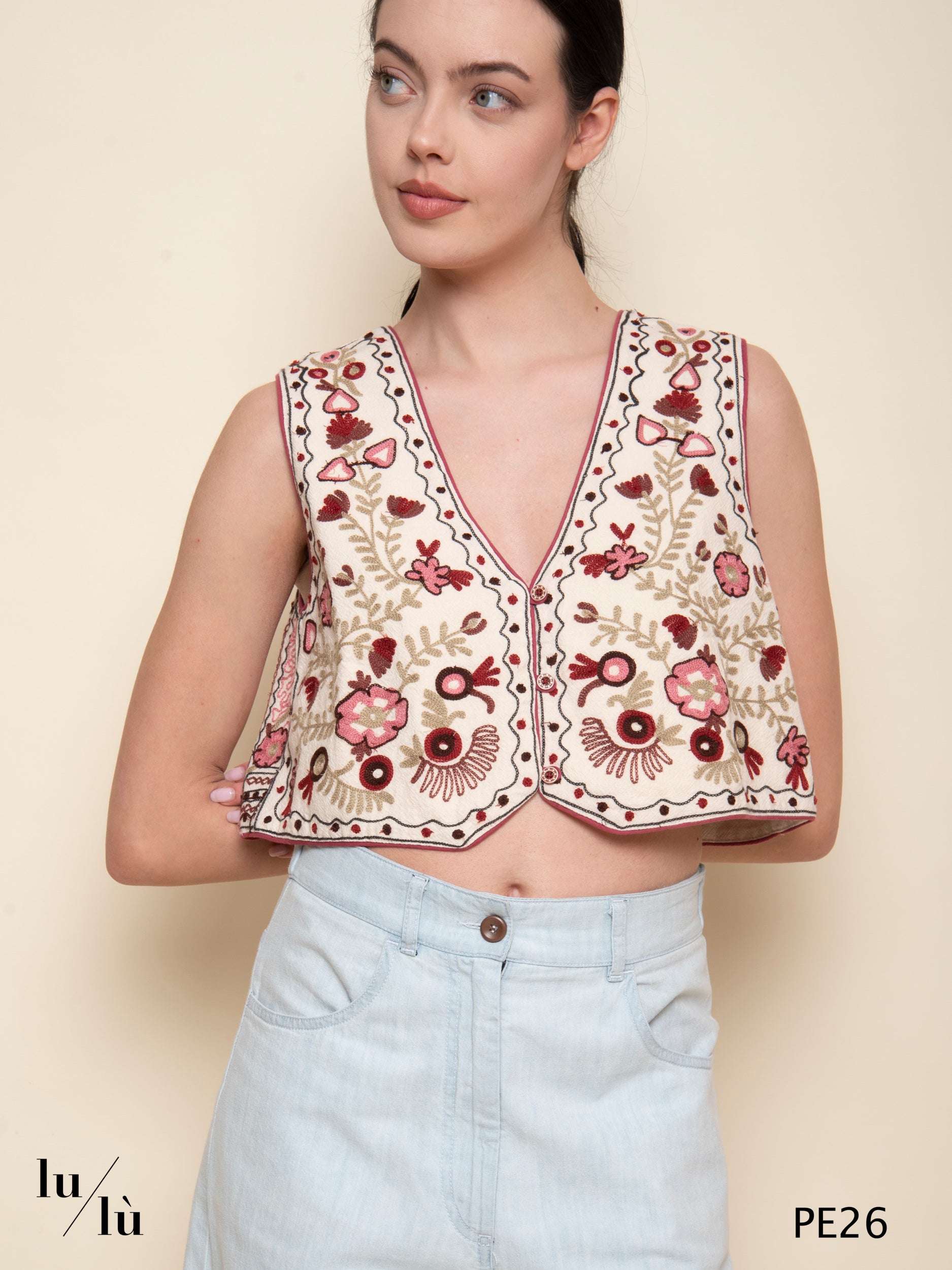 Lola - Gilet ricamato boho chic