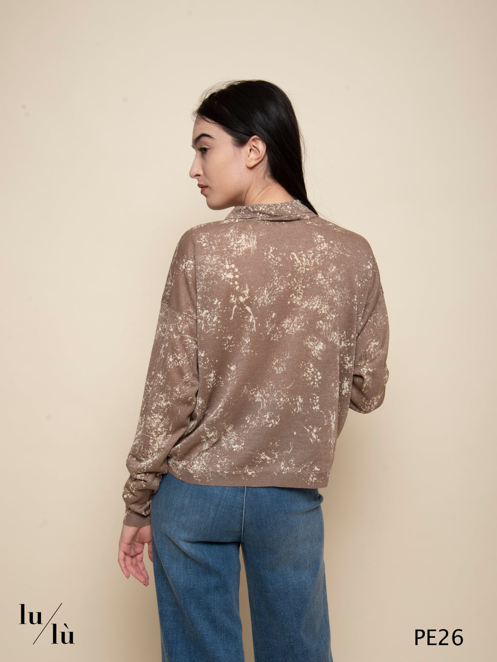 Narisa - Cardigan polo stampato in viscosa e poliestere