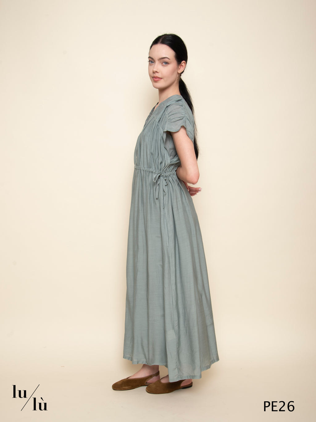 Agnes Moss - Abito lungo in viscosa con arricciature