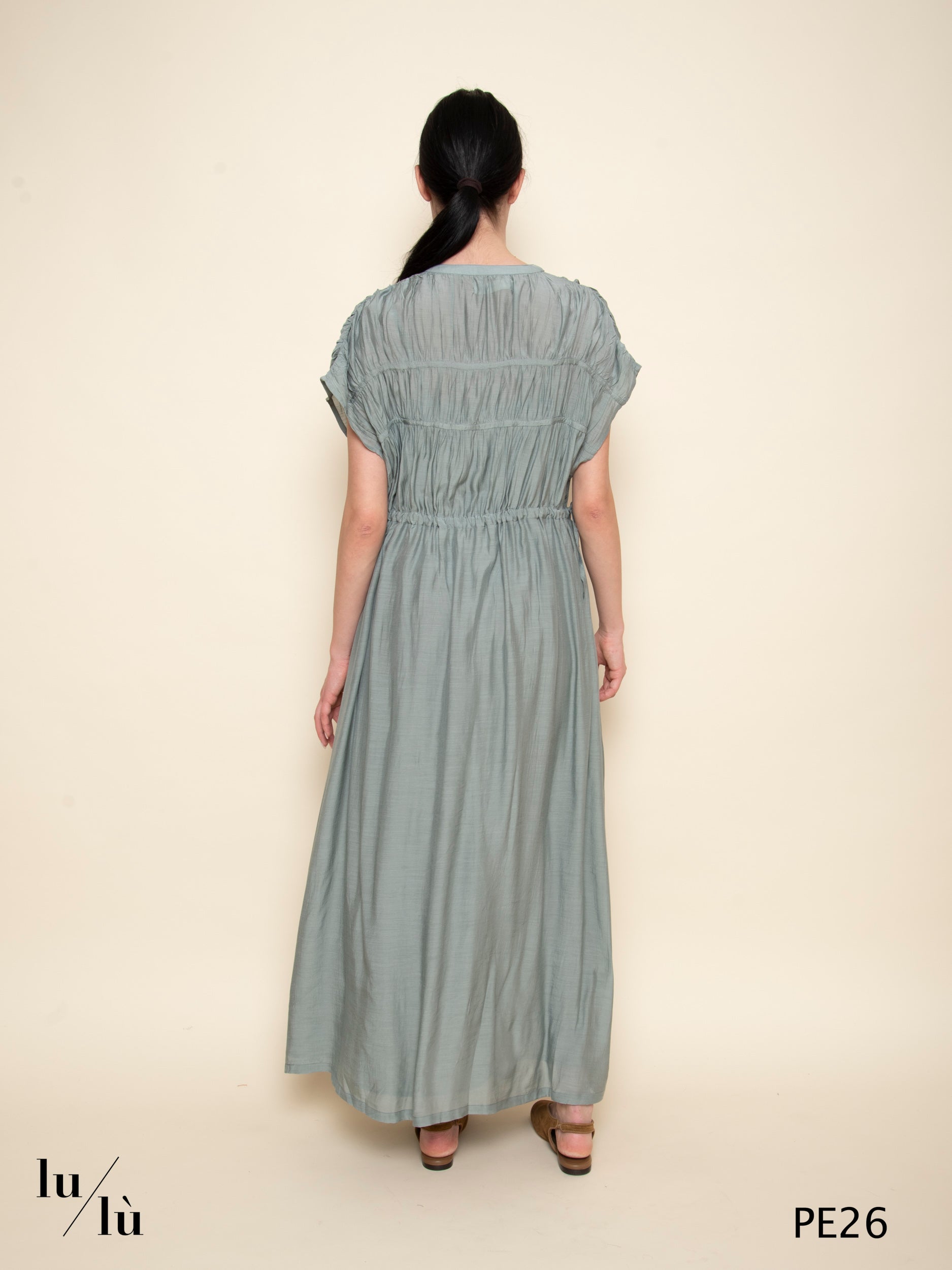 Agnes Moss - Abito lungo in viscosa con arricciature
