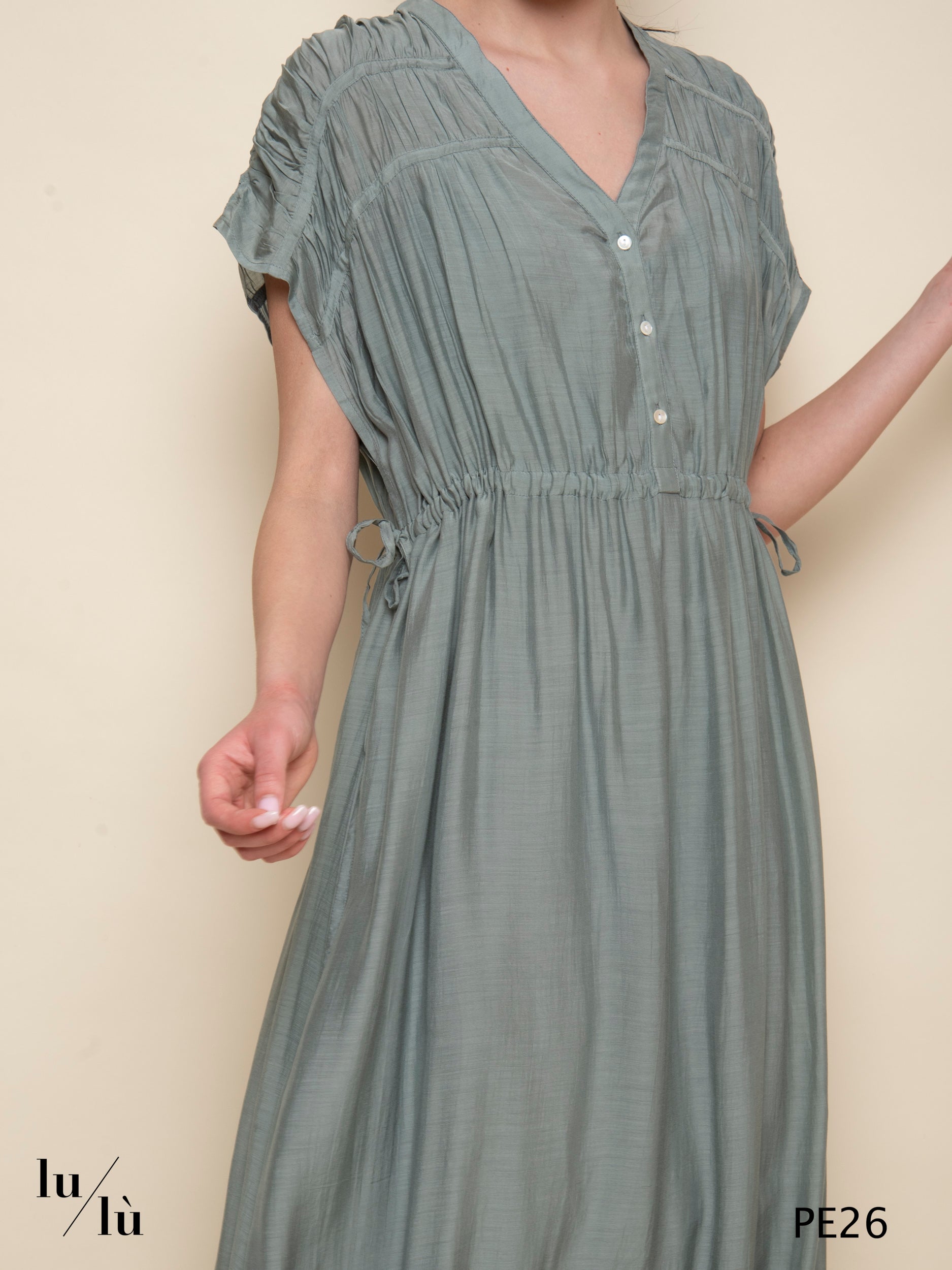 Agnes Moss - Abito lungo in viscosa con arricciature