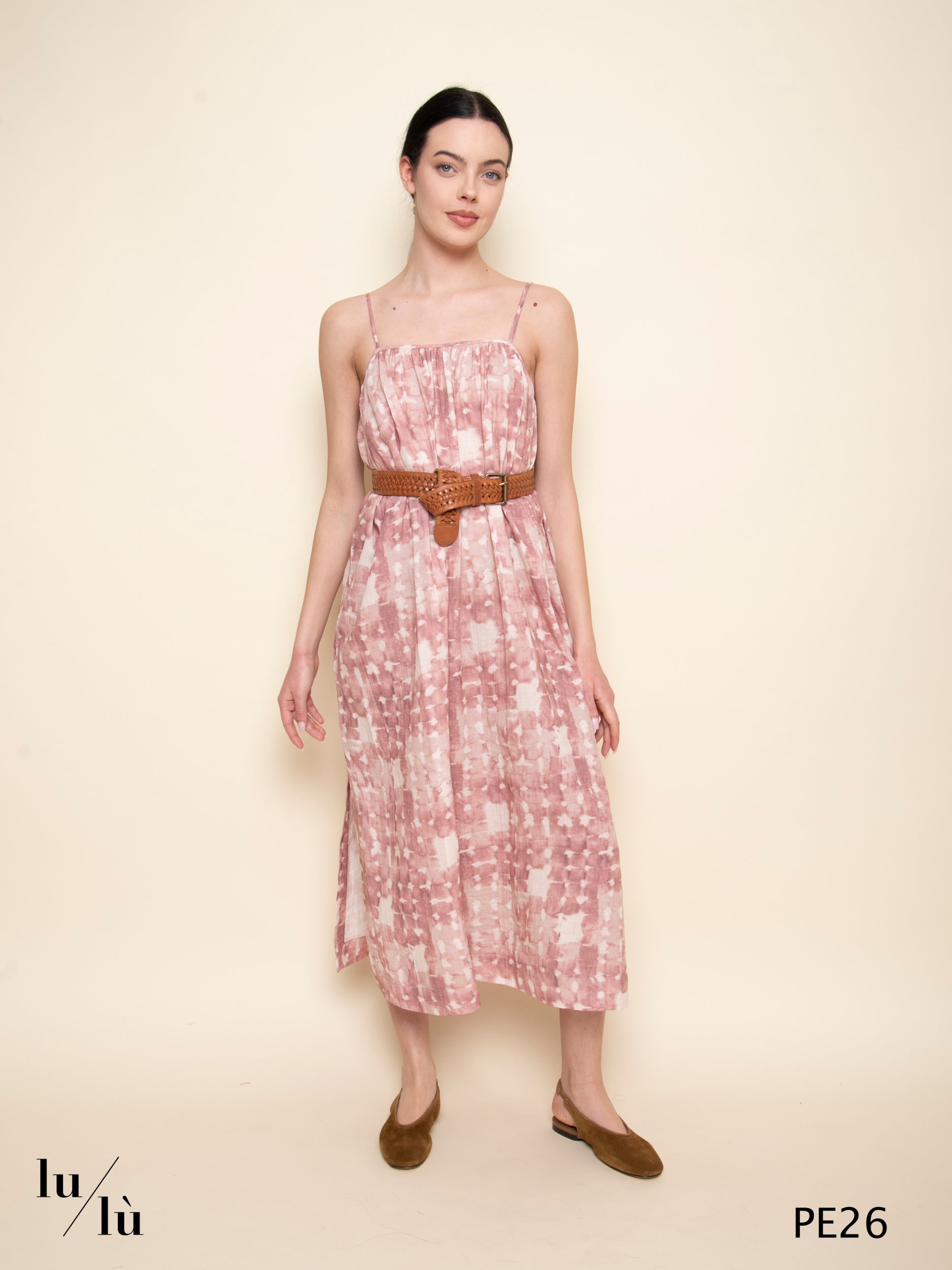 Pia - Abito lungo tie dye rosa in cotone