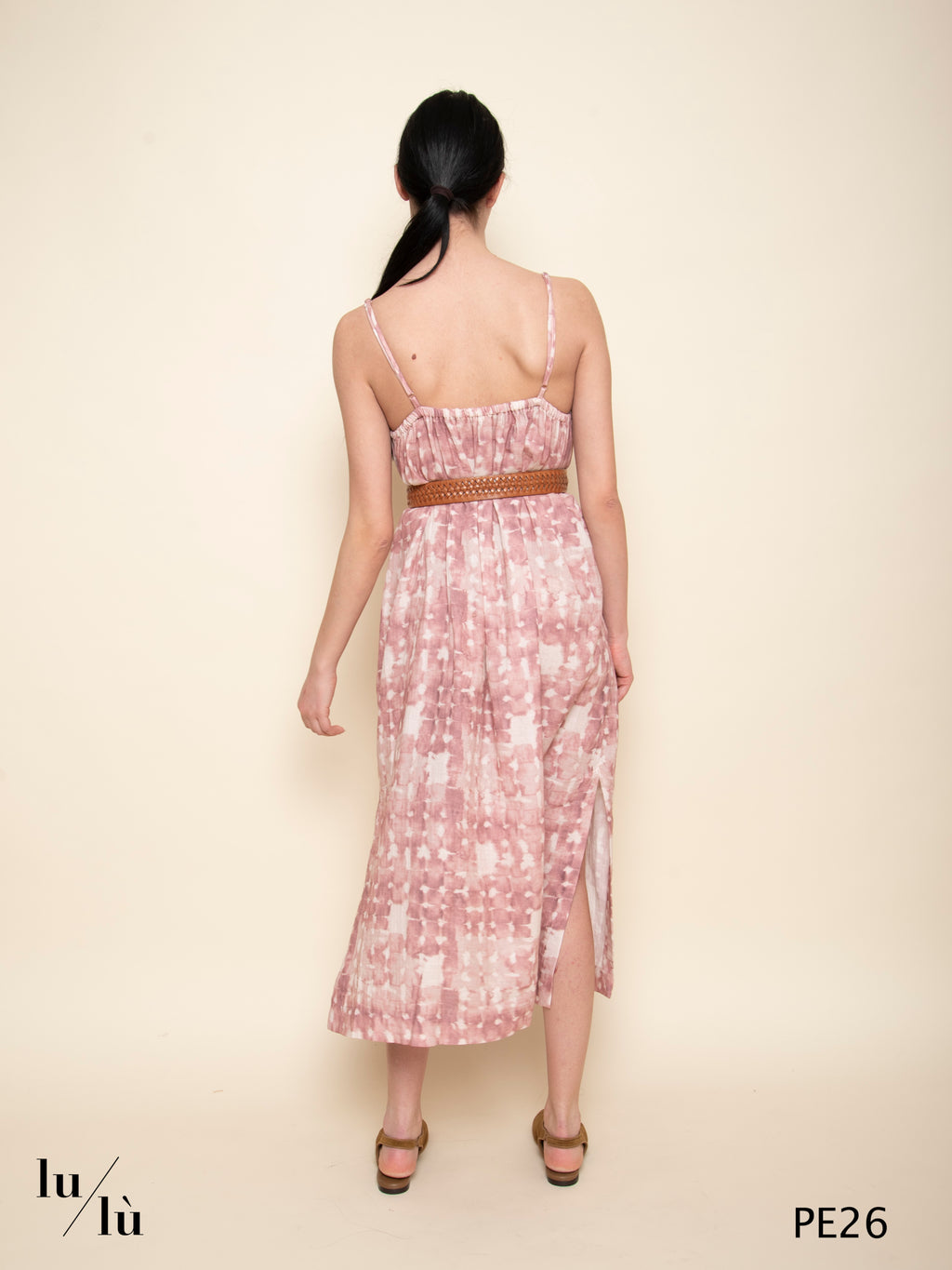 Pia - Abito lungo tie dye rosa in cotone