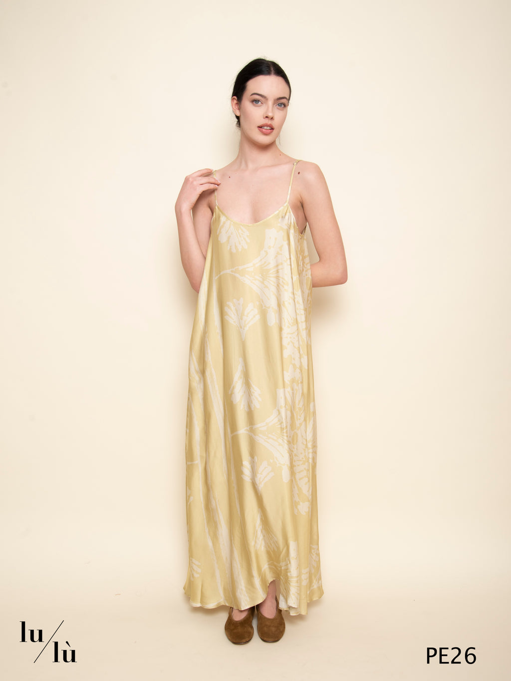 Ravka - Slip dress lungo stampa soft yellow