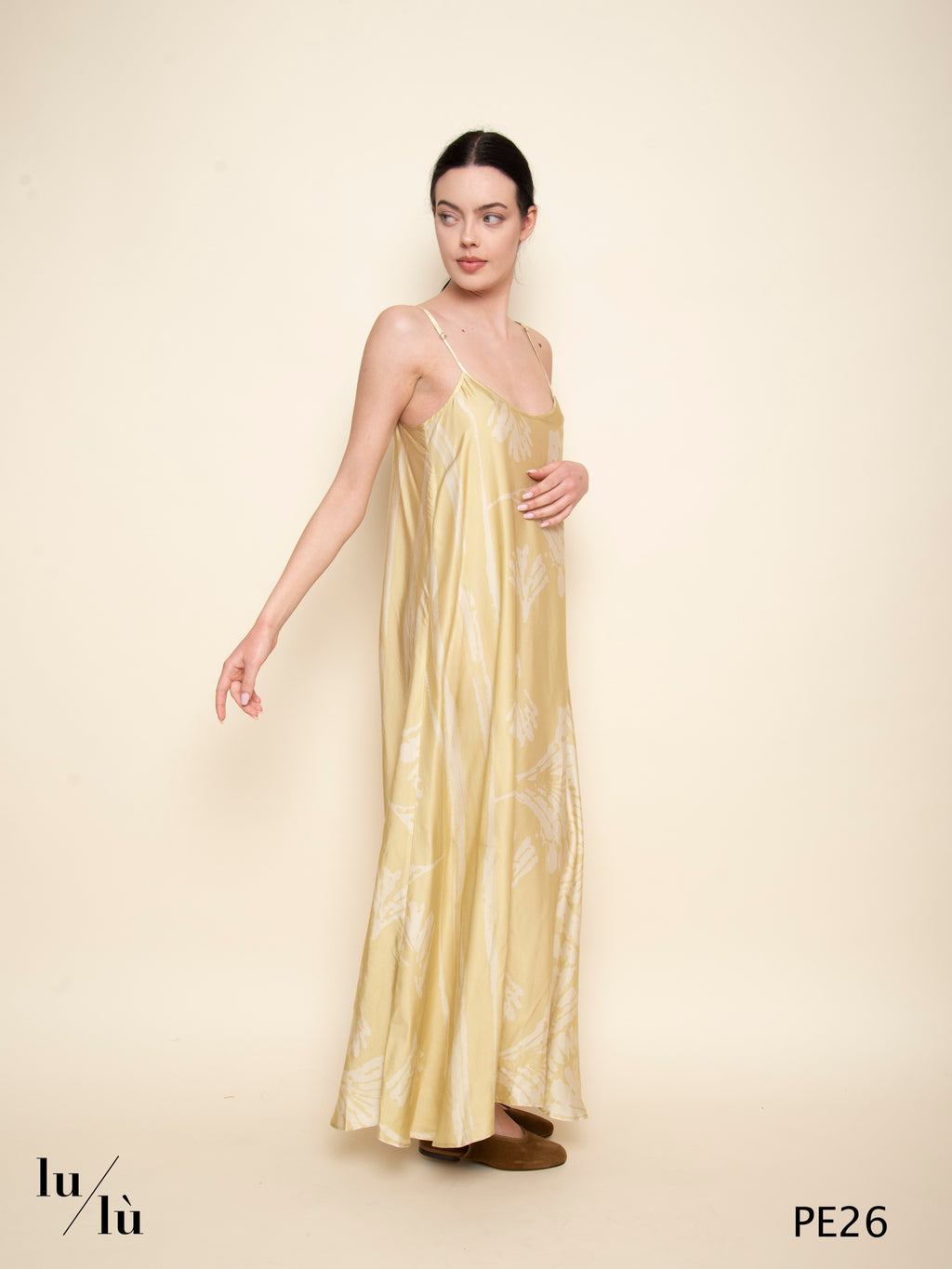 Ravka - Slip dress lungo stampa soft yellow