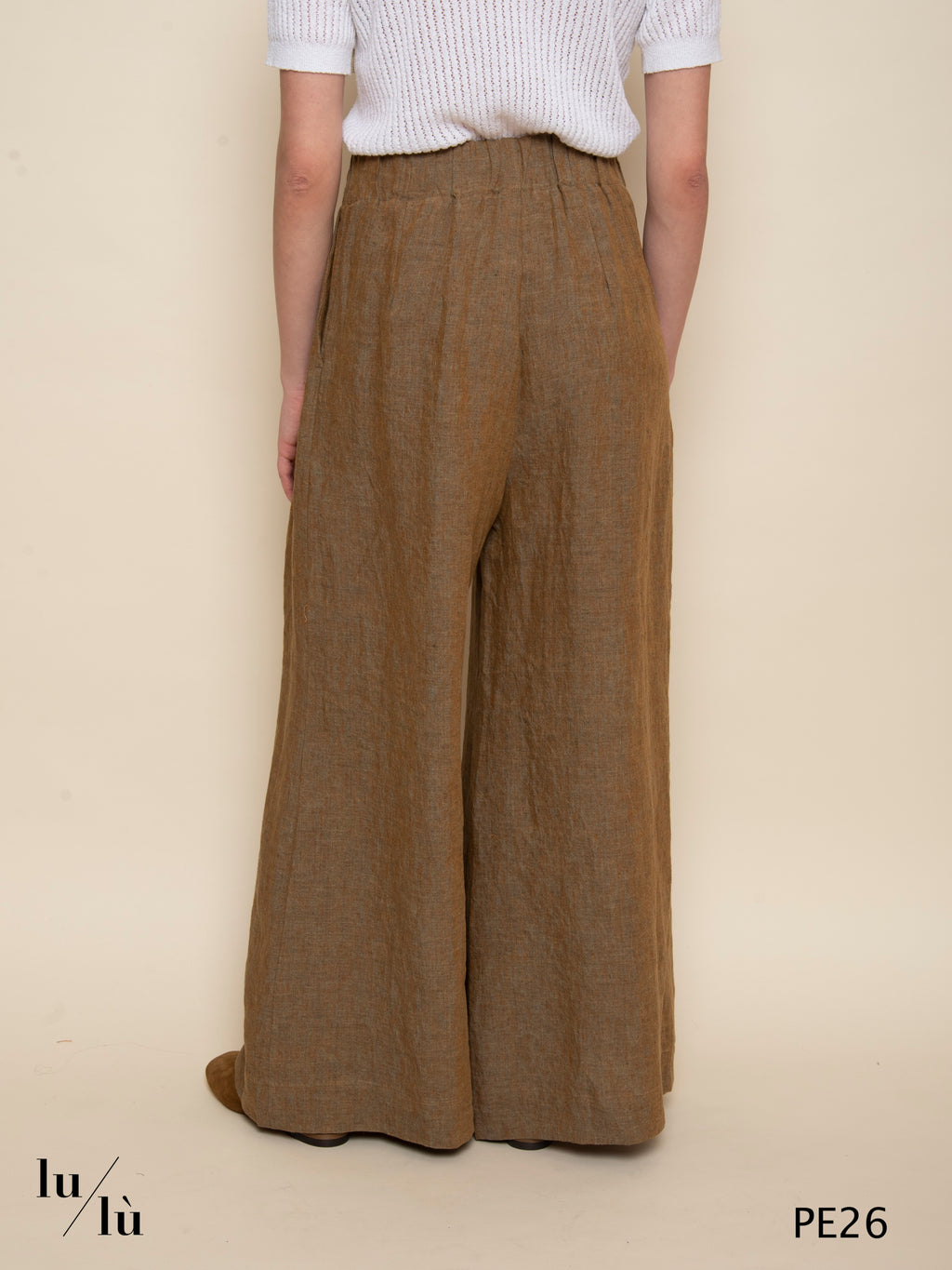 Ayelen - Pantaloni wide leg in lino vita alta