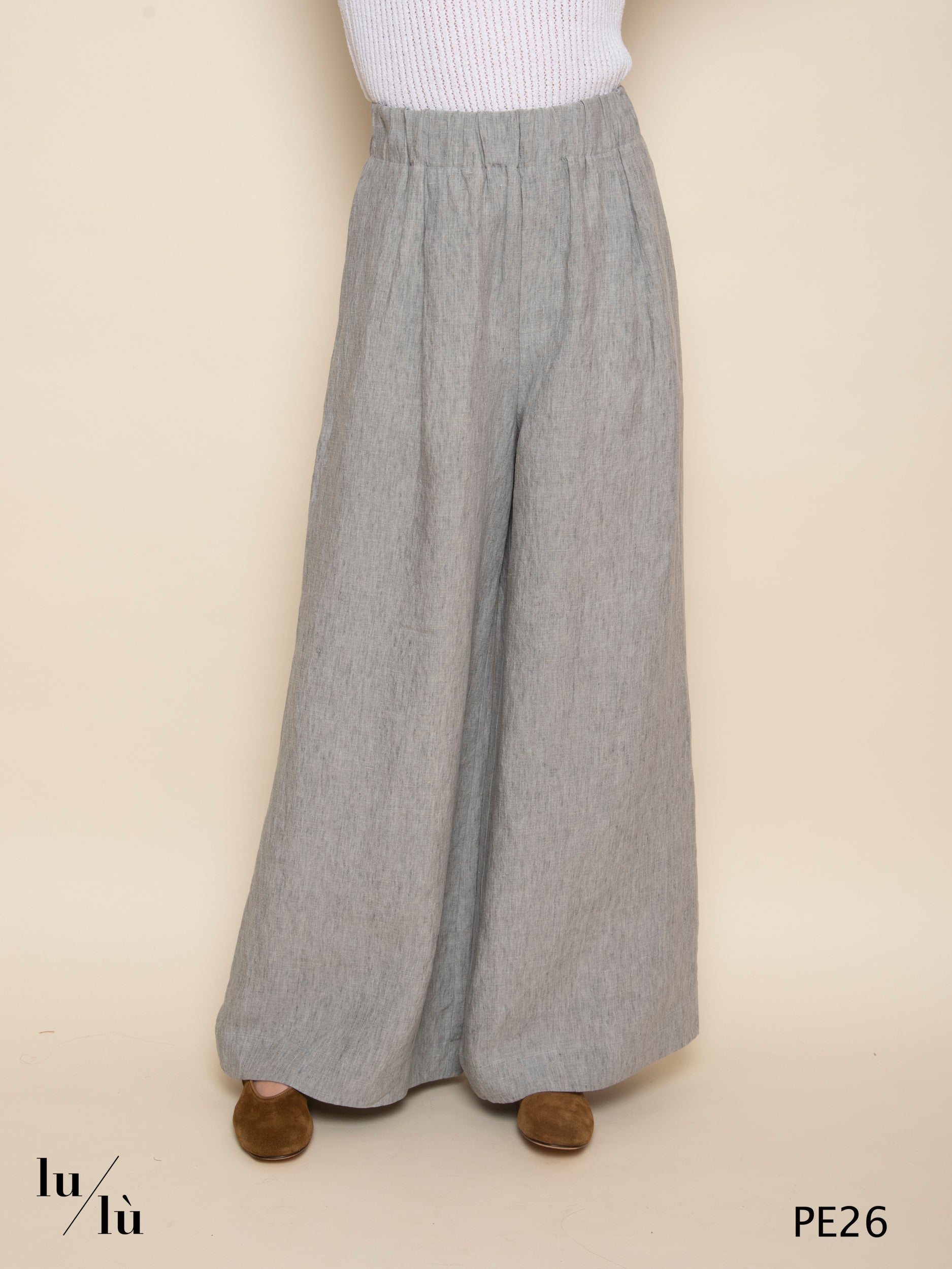 Ayelen Grigio - Pantalone wide leg in lino