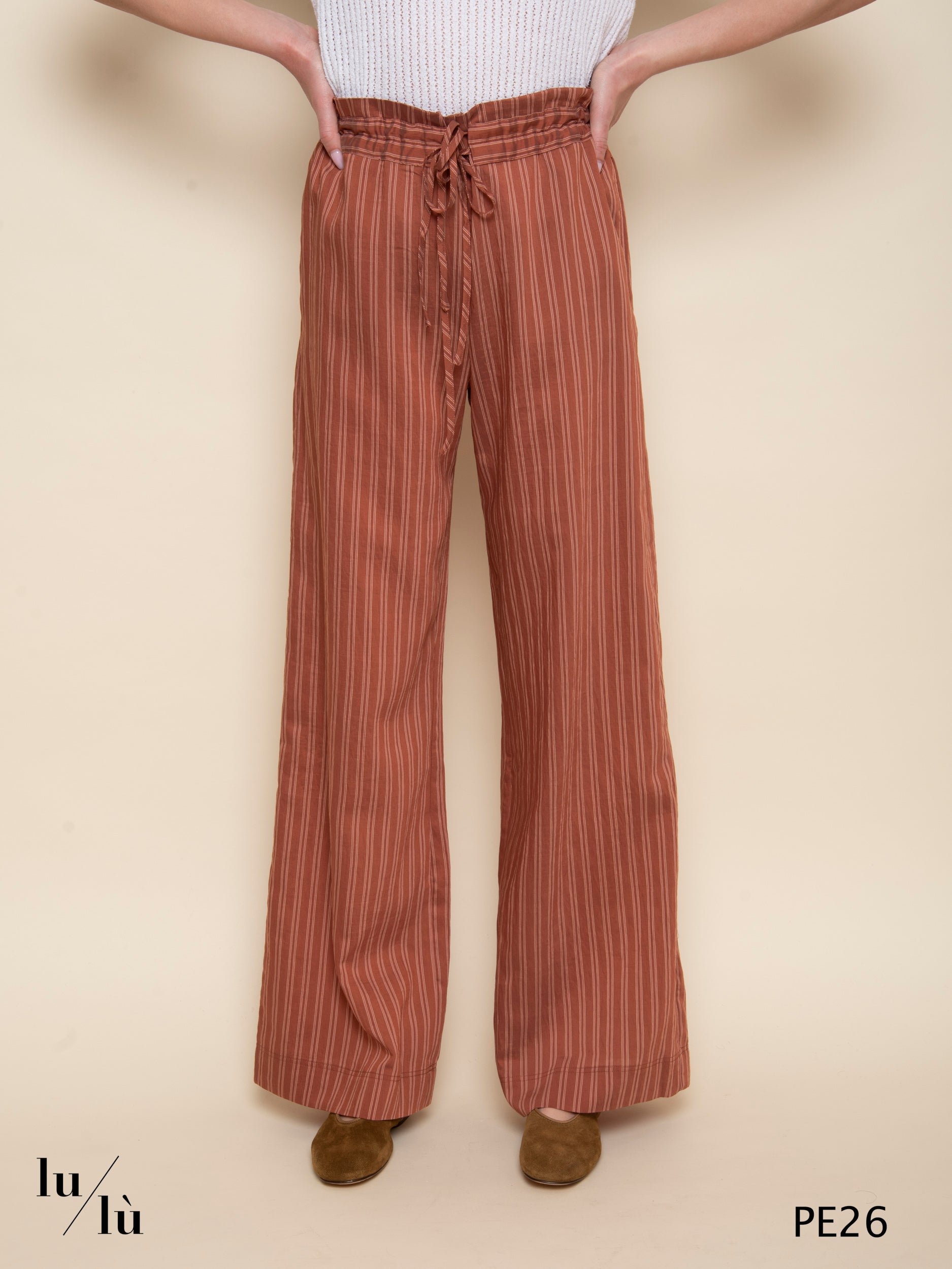 Sandiego - Pantalone wide leg rigati in lyocell
