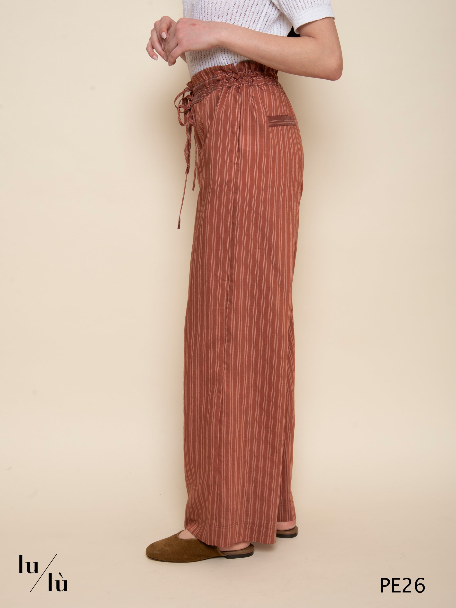 Sandiego - Pantalone wide leg rigati in lyocell