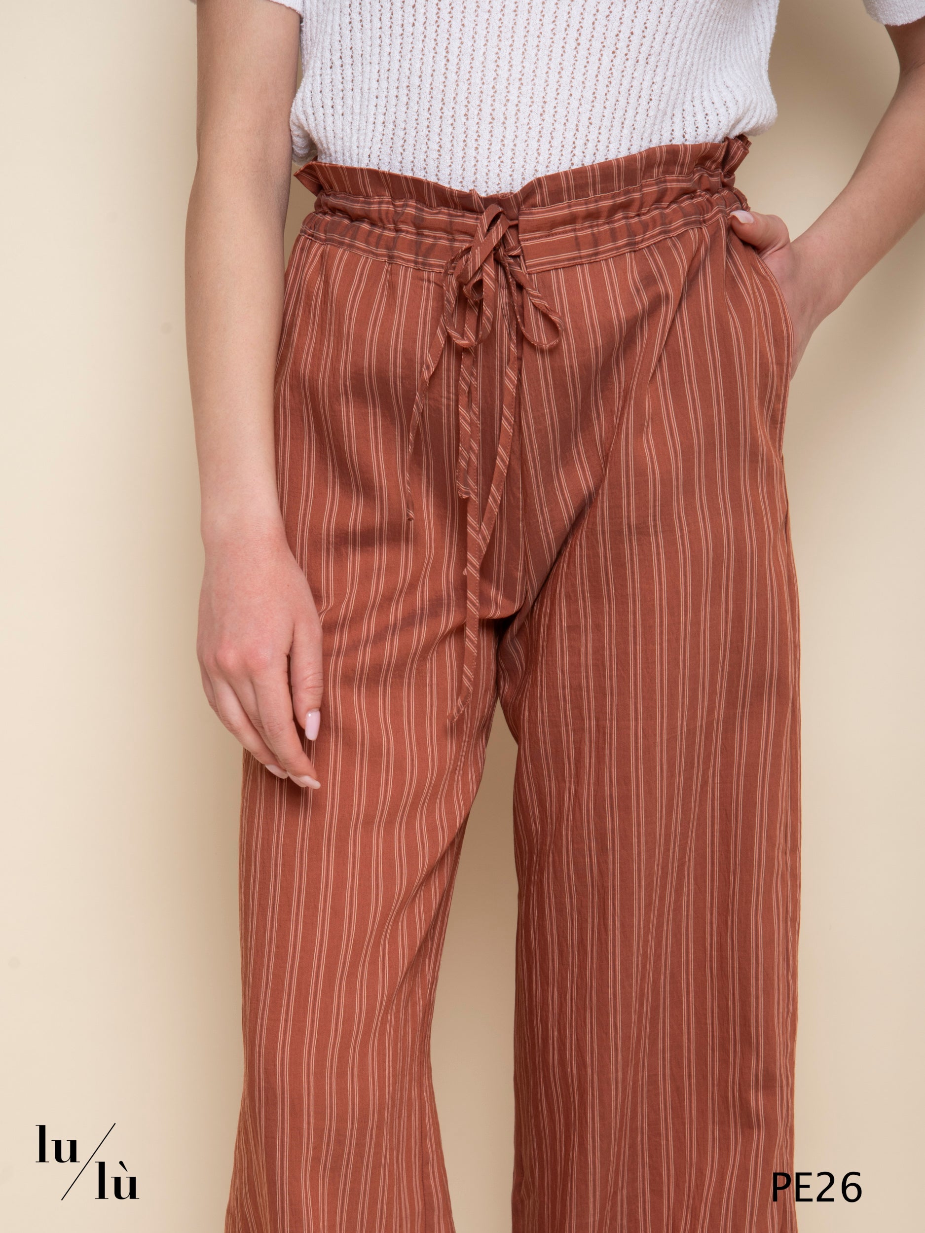 Sandiego - Pantalone wide leg rigati in lyocell
