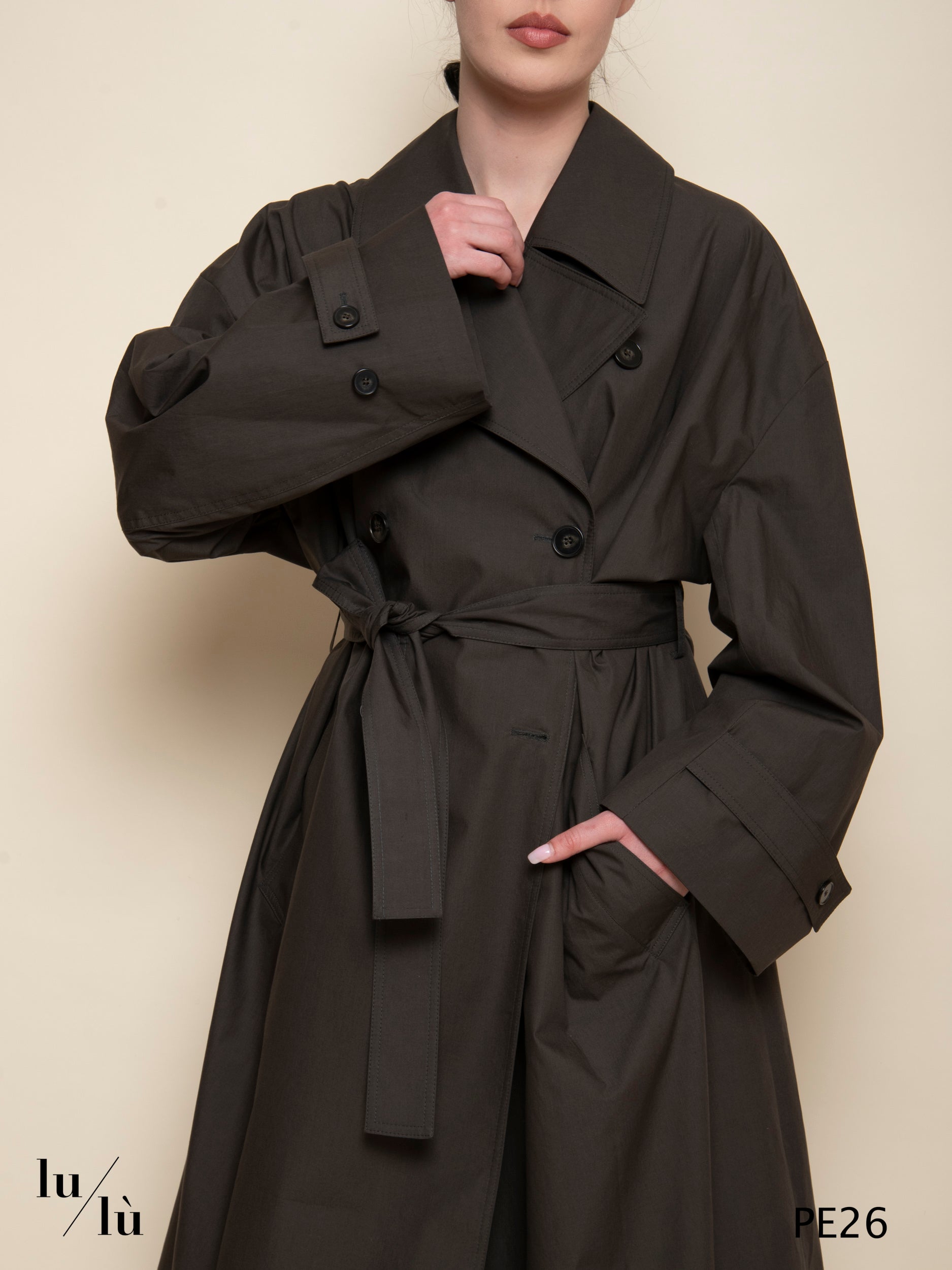 Melio - Trench oversize idrorepellente in popeline di cotone