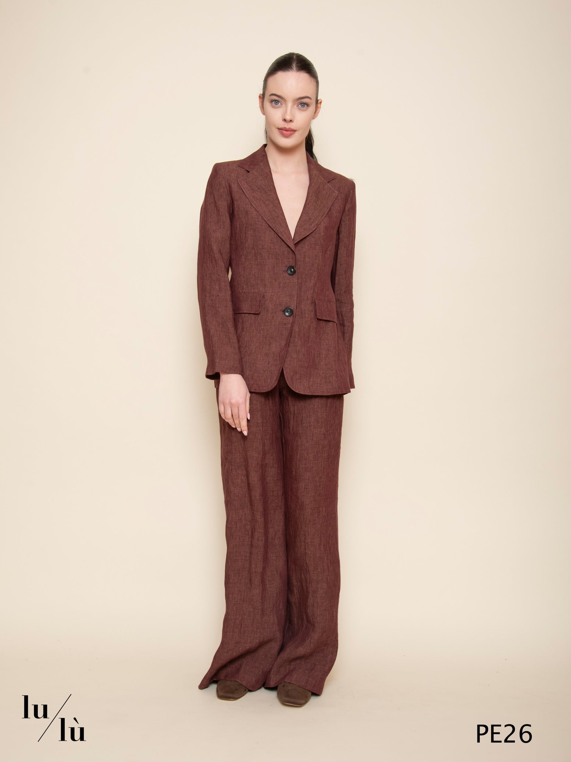 Verko Burgundy - Giacca sartoriale due bottoni in puro lino