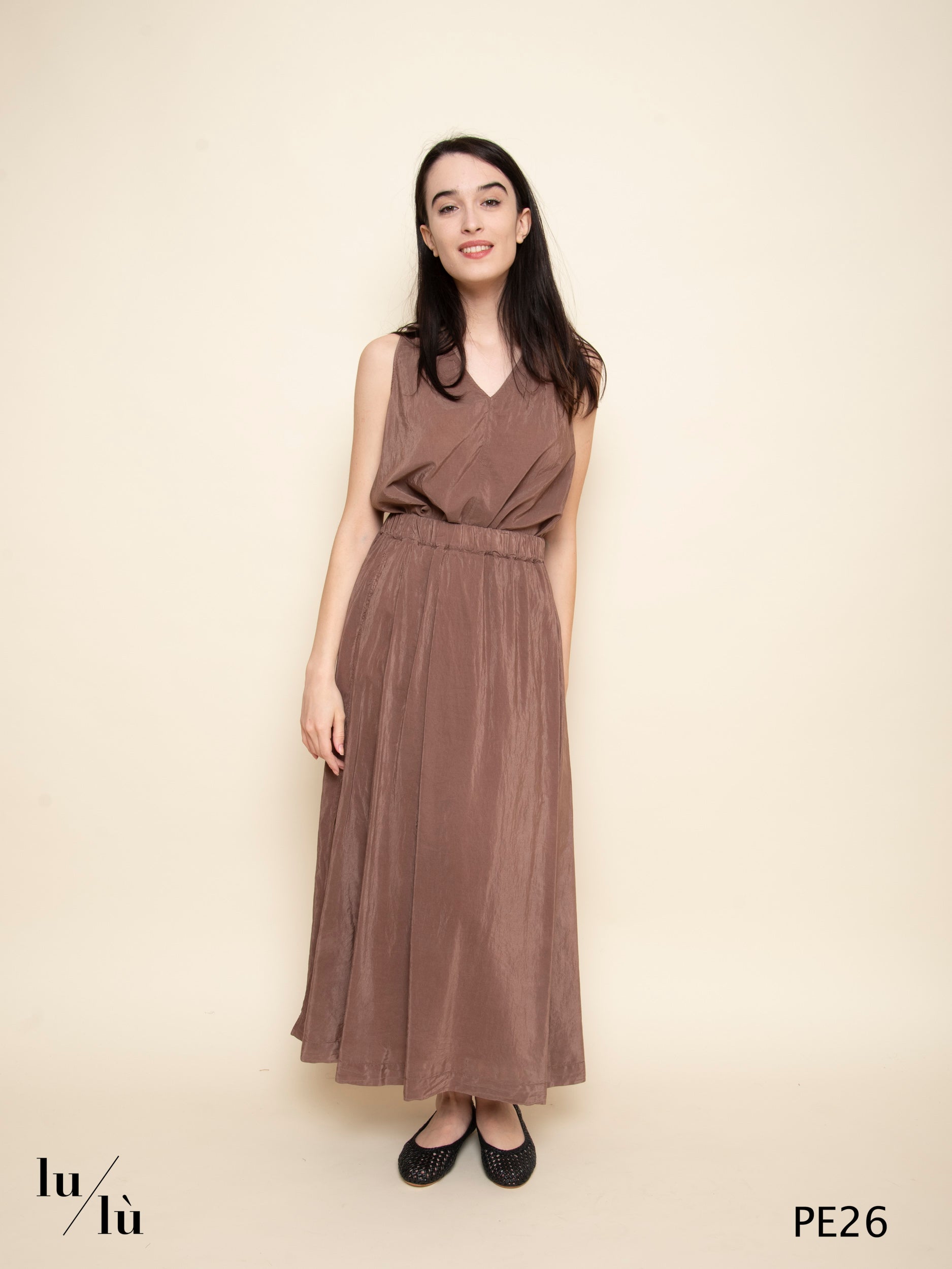 Elif - Gonna fluida in misto cotone e seta